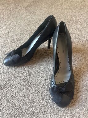 BCBGirls Black Bow Peep-Toe Women's Pumps